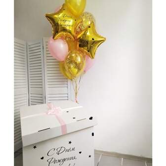 Коробка с шарами "Пожелание" фото