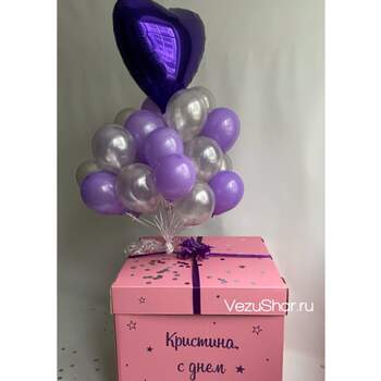 Коробка с шарами  "30 шариков и сердце" фото
