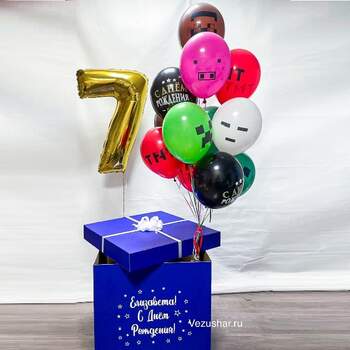 Коробка с шарами "Майнкрафт" фото