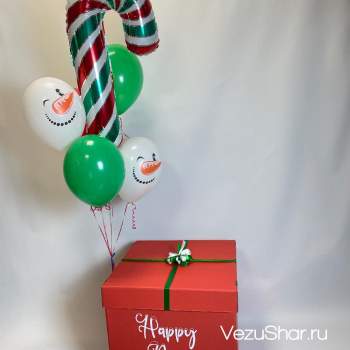 Коробка с шарами «Снеговичок» фото