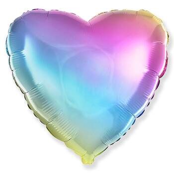 Шар Сердце, Радуга, нежный градиент / Rainbow gradient фото