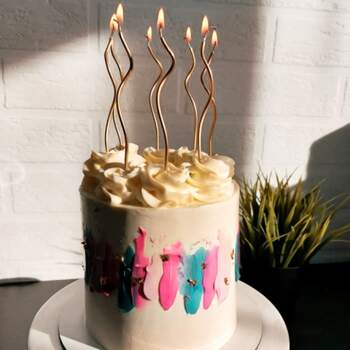 Свечи в торт "Спираль розовое золото" фото