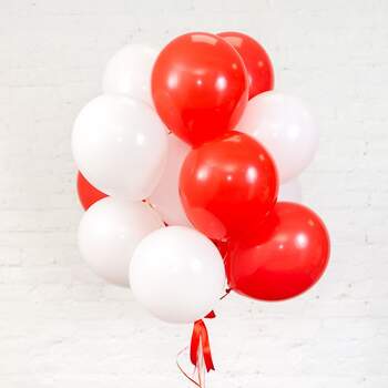 15 шаров красные и белые фото