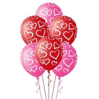 Воздушные шары "С сердечками" 10шт. фото