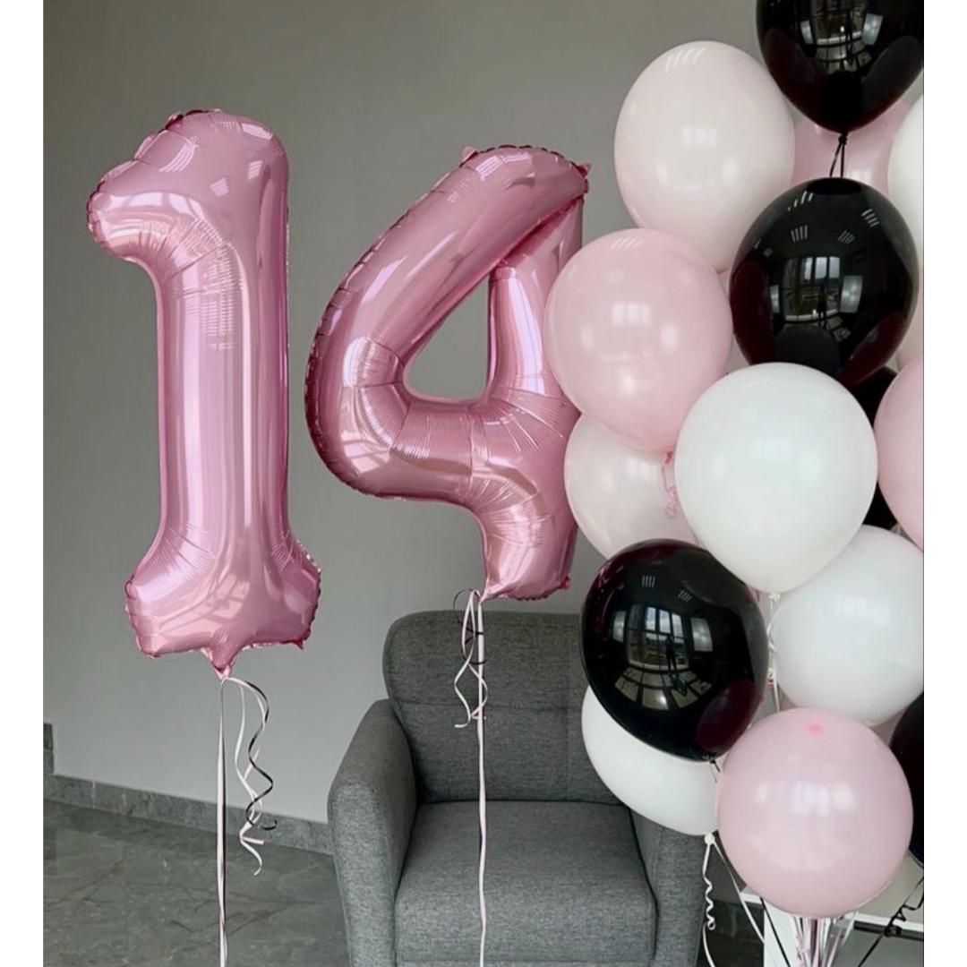 Воздушные шары для девочки (девушки) на 14 лет и цифры (цифра) на  vezushar.ru